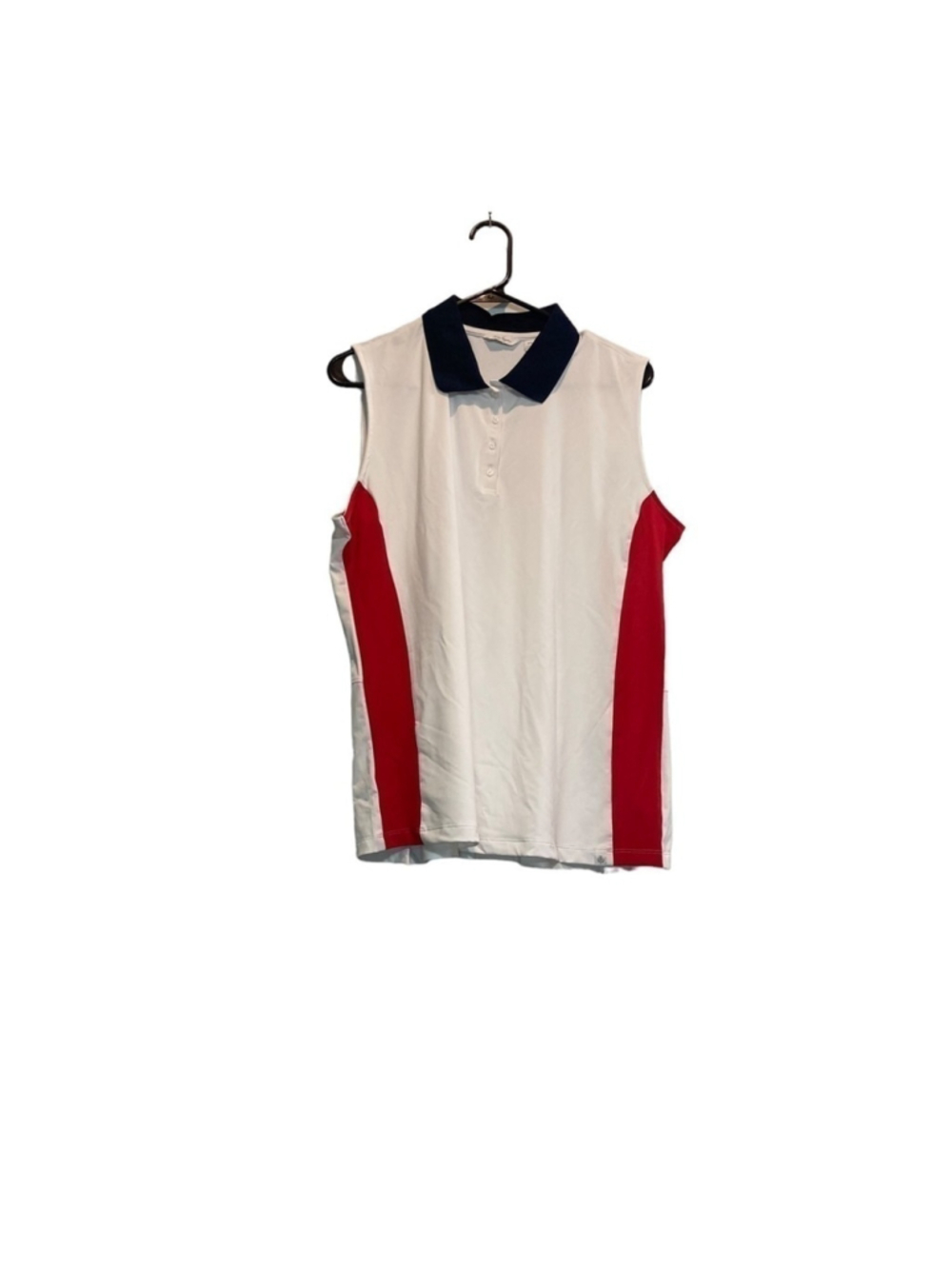 Lady Hagen Women's Sleeveless Golf Polo white navy red size m